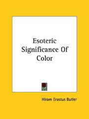 Cover of: Esoteric Significance of Color | Hiram Erastus Butler