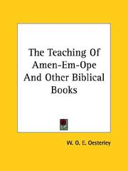 Cover of: The Teaching of Amen-em-ope and Other Biblical Books by W. O. E. Oesterley