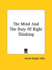 Cover of: The Mind and the Duty of Right Thinking