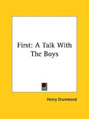 Cover of: First: A Talk With the Boys
