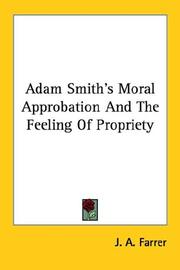 Cover of: Adam Smith's Moral Approbation and the Feeling of Propriety