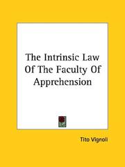 Cover of: The Intrinsic Law of the Faculty of Apprehension by Tito Vignoli