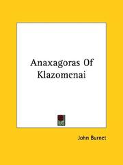 Cover of: Anaxagoras of Klazomenai