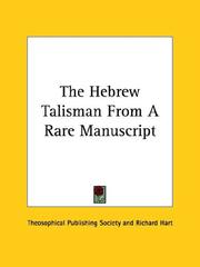 Cover of: The Hebrew Talisman from a Rare Manuscript by Theosophical Publishing Society