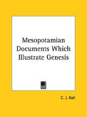 Cover of: Mesopotamian Documents Which Illustrate Genesis by C. J. Ball