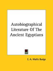 Cover of: Autobiographical Literature of the Ancient Egyptians