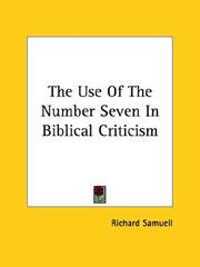 Cover of: The Use of the Number Seven in Biblical Criticism