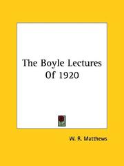 Cover of: The Boyle Lectures of 1920