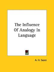 Cover of: The Influence of Analogy in Language