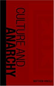 Cover of: Culture and Anarchy by Matthew Arnold