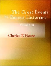 Cover of: The Great Events by Famous Historians, volume 21 (Large Print Edition) by Charles F. Horne