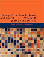 Cover of: History of the Jews in Russia and Poland Volume II (Large Print Edition) by Simon Dubnow