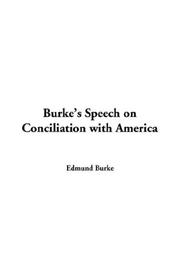 Cover of: Burke's Speech on Conciliation with America by Edmund Burke