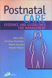 Cover of: Postnatal Care: Evidence and Guidelines for Management