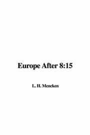 Cover of: Europe After 8 by H. L. Mencken