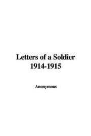 Cover of: Letters of a Soldier 1914-1915 by Anonymous