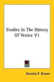 Cover of: Studies In The History Of Venice V1
