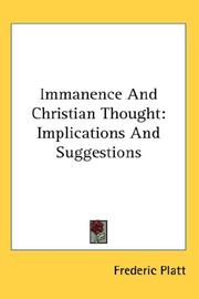 Cover of: Immanence And Christian Thought by Frederic Platt