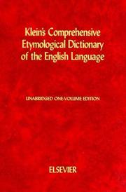 Cover of: A comprehensive etymological dictionary of the English language by Ernest Klein