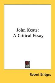 Cover of: John Keats: A Critical Essay