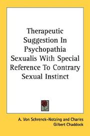 Cover of: Therapeutic Suggestion In Psychopathia Sexualis With Special Reference To Contrary Sexual Instinct