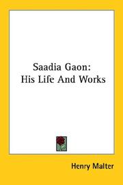 Cover of: Saadia Gaon by Henry Malter