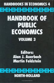Cover of: Handbook of Public Economics Volume 3 (Handbooks in Economics) by 