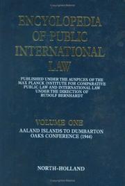 Cover of: Encyclopedia of Public International Law  by T. Bernhard