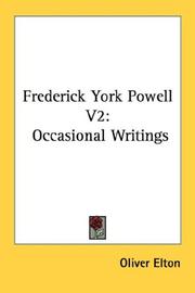 Cover of: Frederick York Powell V2: Occasional Writings
