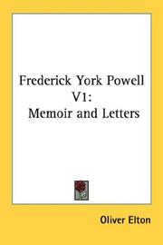 Cover of: Frederick York Powell V1: Memoir and Letters