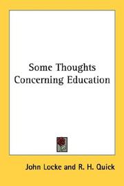 Cover of: Some Thoughts Concerning Education by John Locke