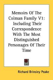 Cover of: Memoirs Of The Colman Family V1 by Richard Brinsley Peake