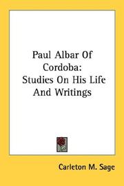 Cover of: Paul Albar Of Cordoba by Carleton M. Sage