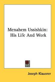 Cover of: Menahem Ussishkin: His Life And Work