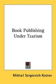 Cover of: Book Publishing Under Tzarism