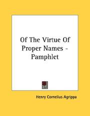 Cover of: Of The Virtue Of Proper Names - Pamphlet