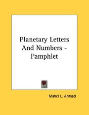 Cover of: Planetary Letters And Numbers - Pamphlet by Mabel L. Ahmad