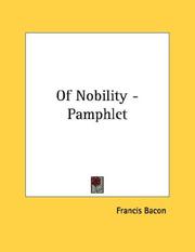 Cover of: Of Nobility - Pamphlet