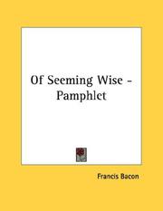 Cover of: Of Seeming Wise - Pamphlet