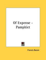 Cover of: Of Expense - Pamphlet | Francis Bacon