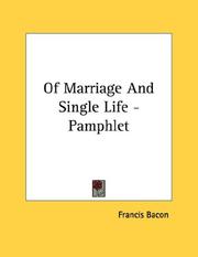 Cover of: Of Marriage And Single Life - Pamphlet