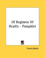 Cover of: Of Regimen Of Health - Pamphlet
