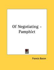 Cover of: Of Negotiating - Pamphlet