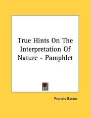 Cover of: True Hints On The Interpretation Of Nature - Pamphlet