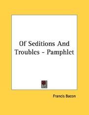 Cover of: Of Seditions And Troubles - Pamphlet