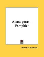 Cover of: Anaxagoras - Pamphlet