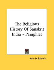 Cover of: The Religious History Of Sanskrit India - Pamphlet