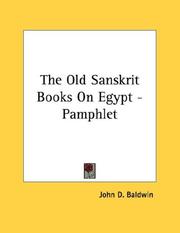 Cover of: The Old Sanskrit Books On Egypt - Pamphlet