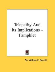 Cover of: Telepathy And Its Implications - Pamphlet