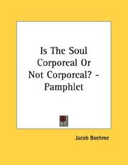 Cover of: Is The Soul Corporeal Or Not Corporeal? - Pamphlet